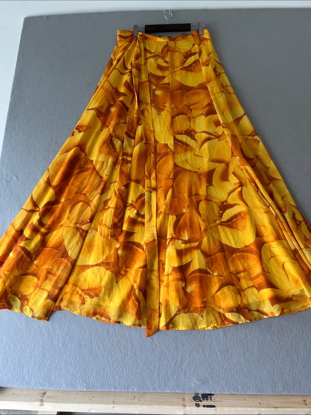 New York & Company Yellow and Orange Floral Maxi Skirt